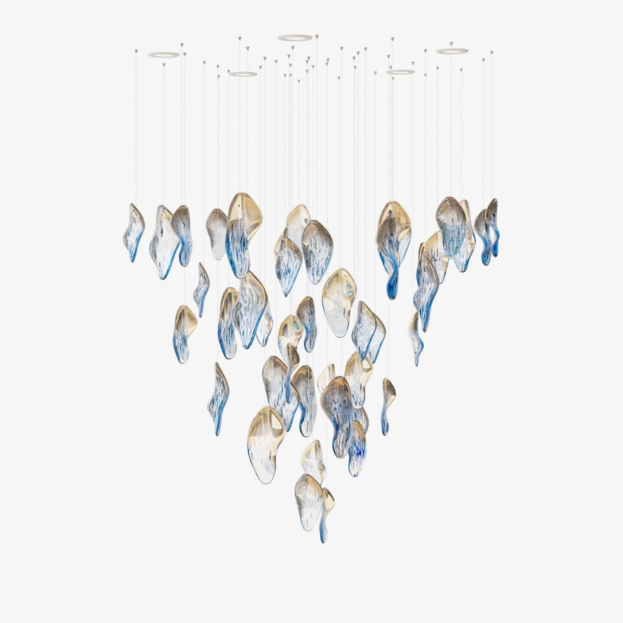 Spiral Cascade Blown Glass Cluster Chandelier