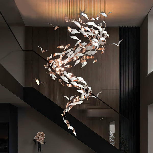 Spiral Cascading Crystal Glass Chandelier