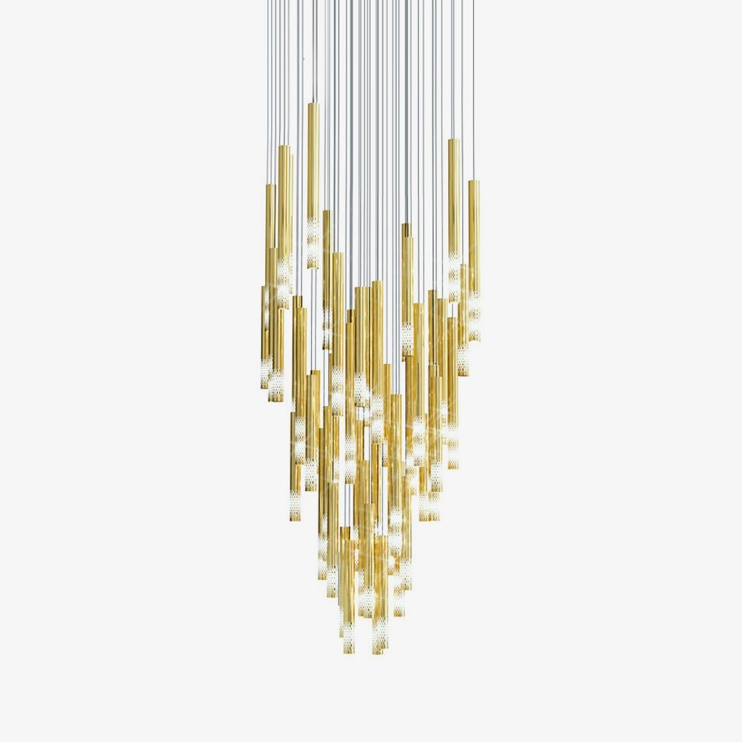 Spiral Cascading Cut Glass Tube Chandelier