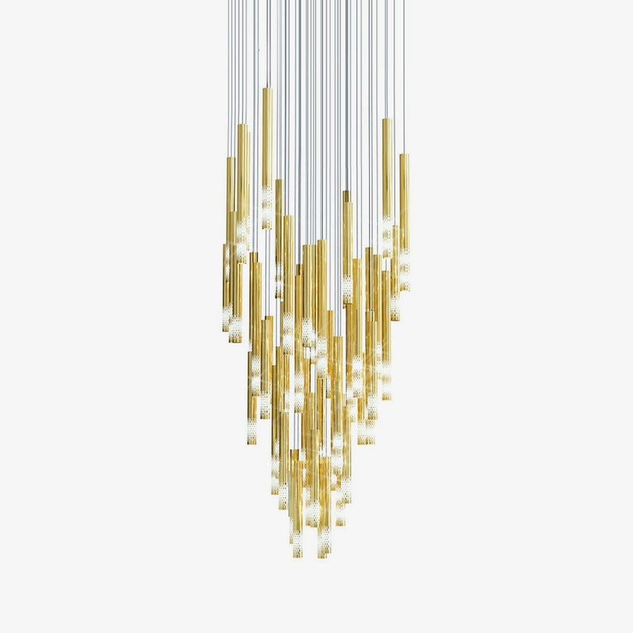 Spiral Cascading Cut Glass Tube Chandelier