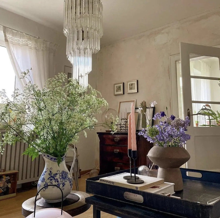 Spiral Clear Glass Prism Cluster Chandelier