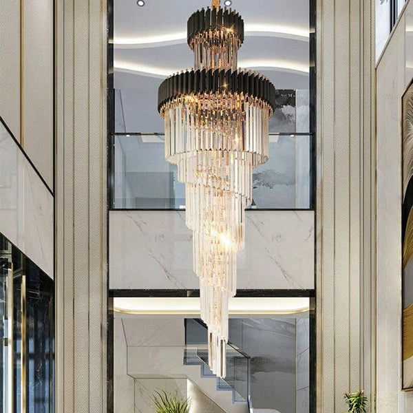 Spiral Crystal Column Staircase Chandelier