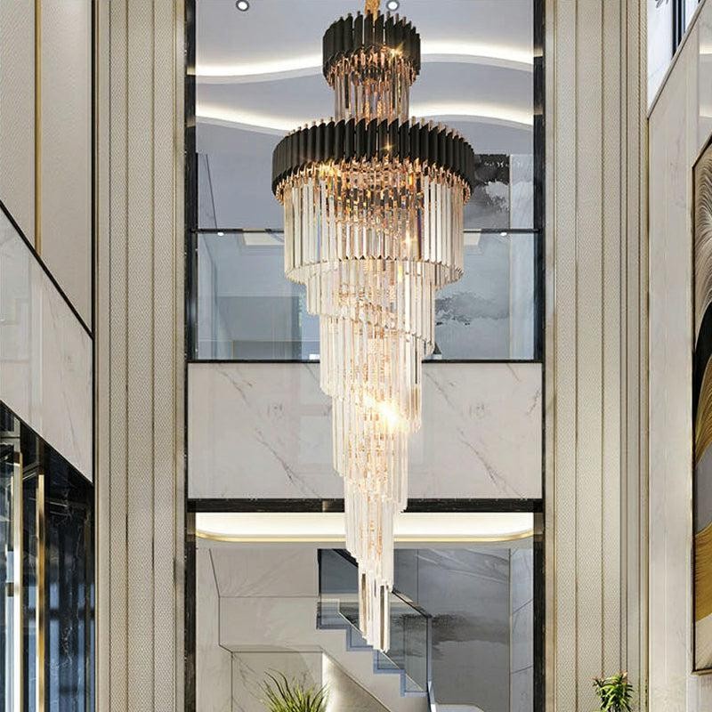 Spiral Crystal Column Staircase Chandelier