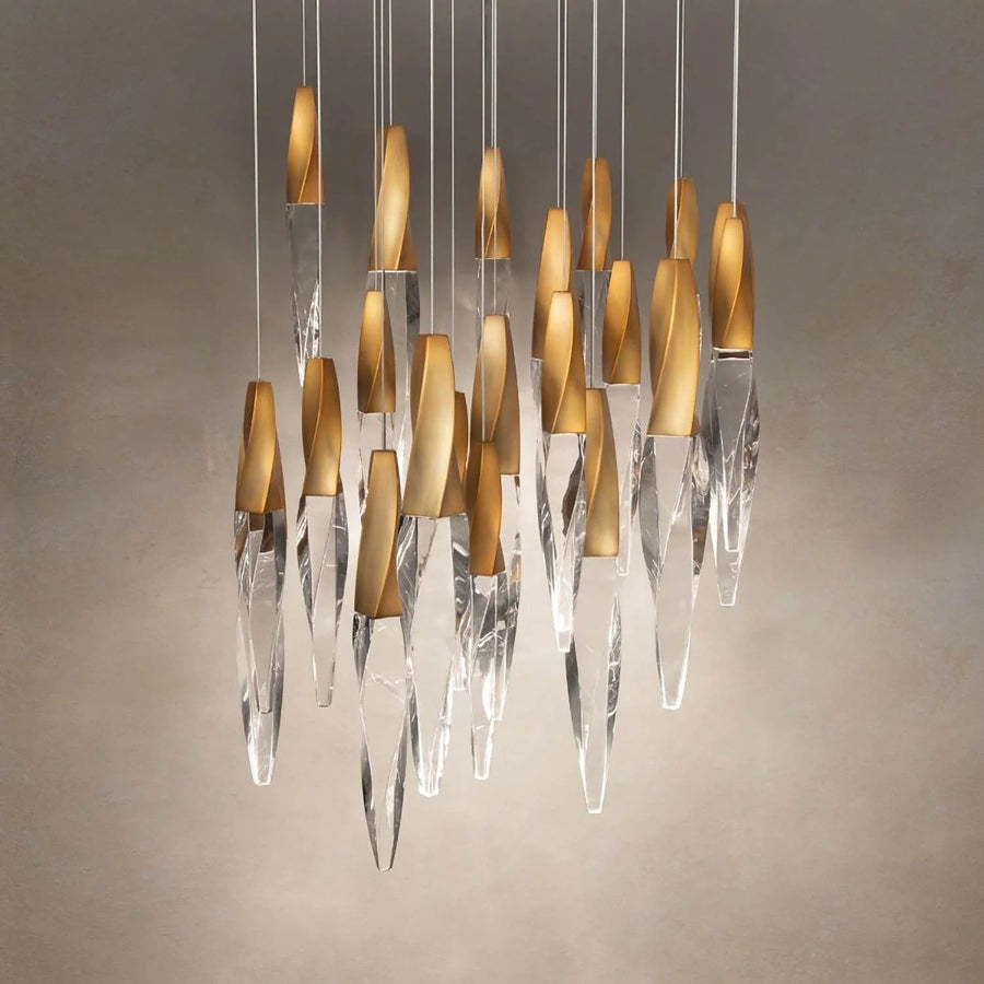 Spiral Crystal Drop Stainless Steel Cluster Chandelier