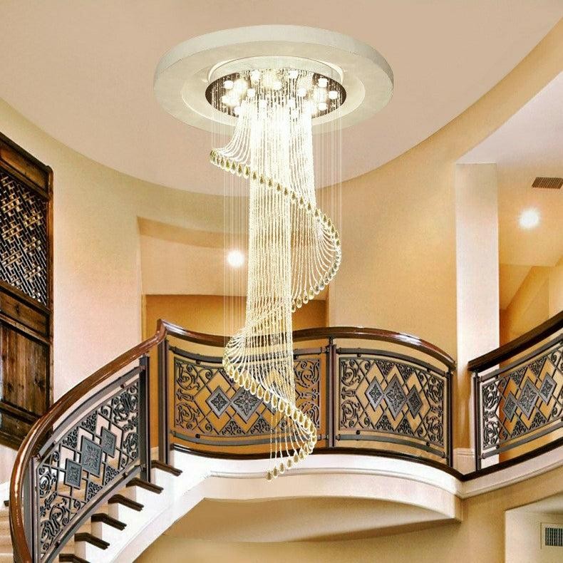 Spiral Crystal Drop Stainless Steel Flush Mount
