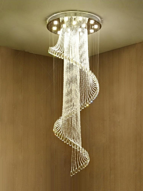 Spiral Crystal Drop Stainless Steel Flush Mount