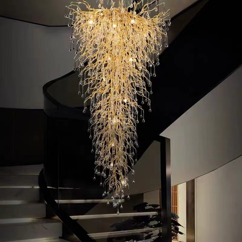 Spiral Crystal Drop Staircase Chandelier
