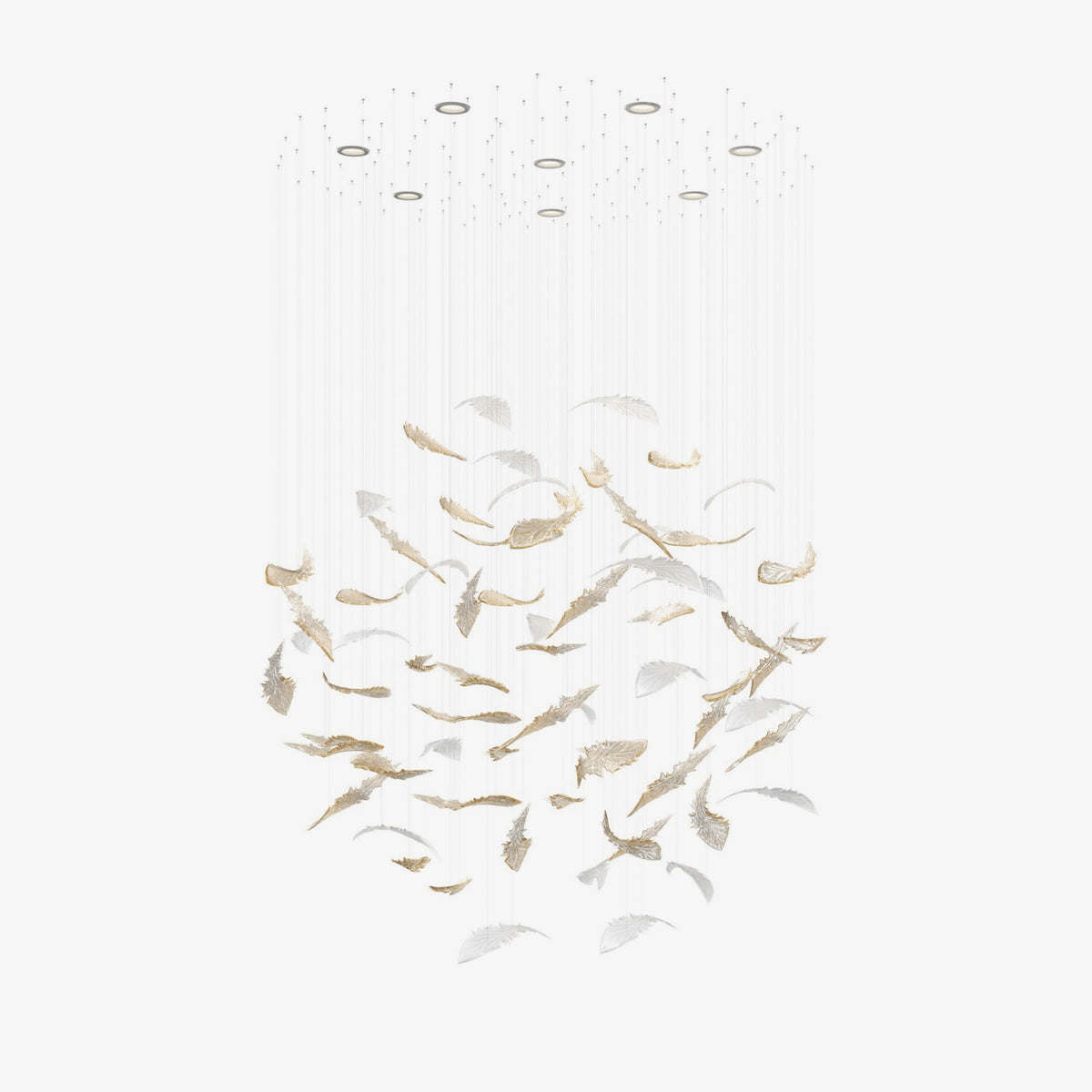 Spiral Crystal Leaf Cascade Glass Chandelier