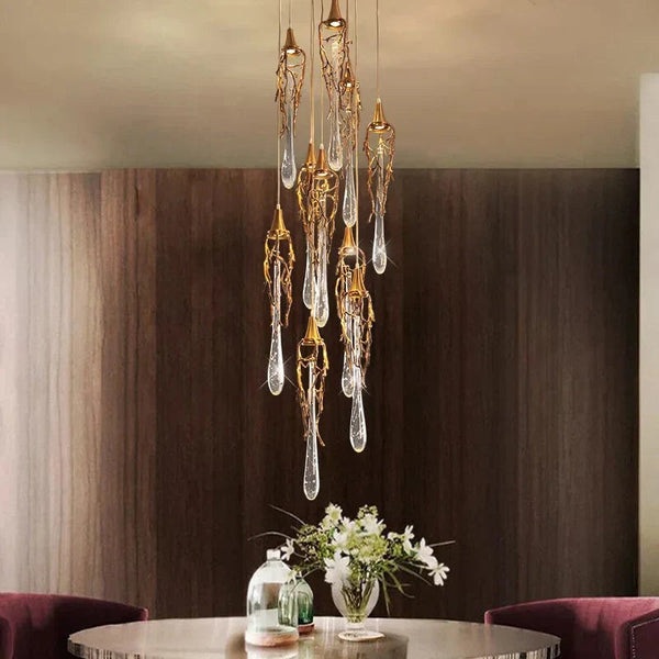 Spiral Crystal Pendant Column Chandelier