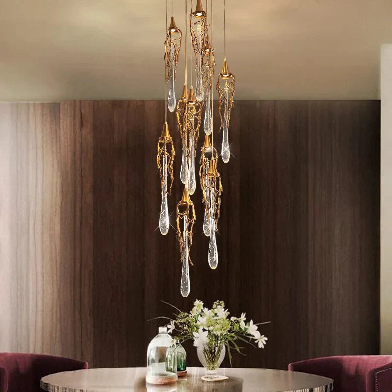 Spiral Crystal Pendant Column Chandelier