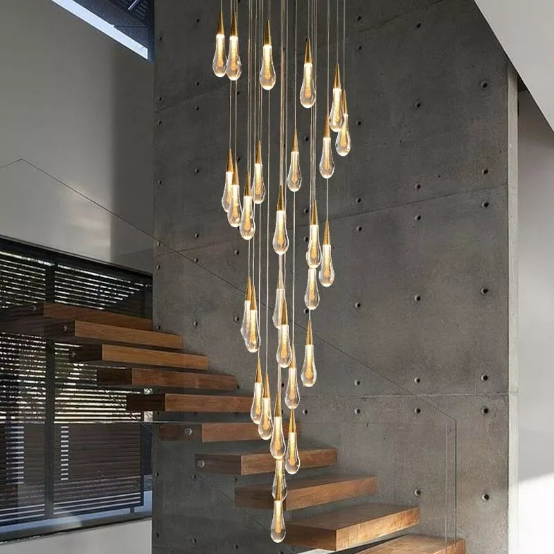Spiral Crystal Raindrop Cascade Chandelier