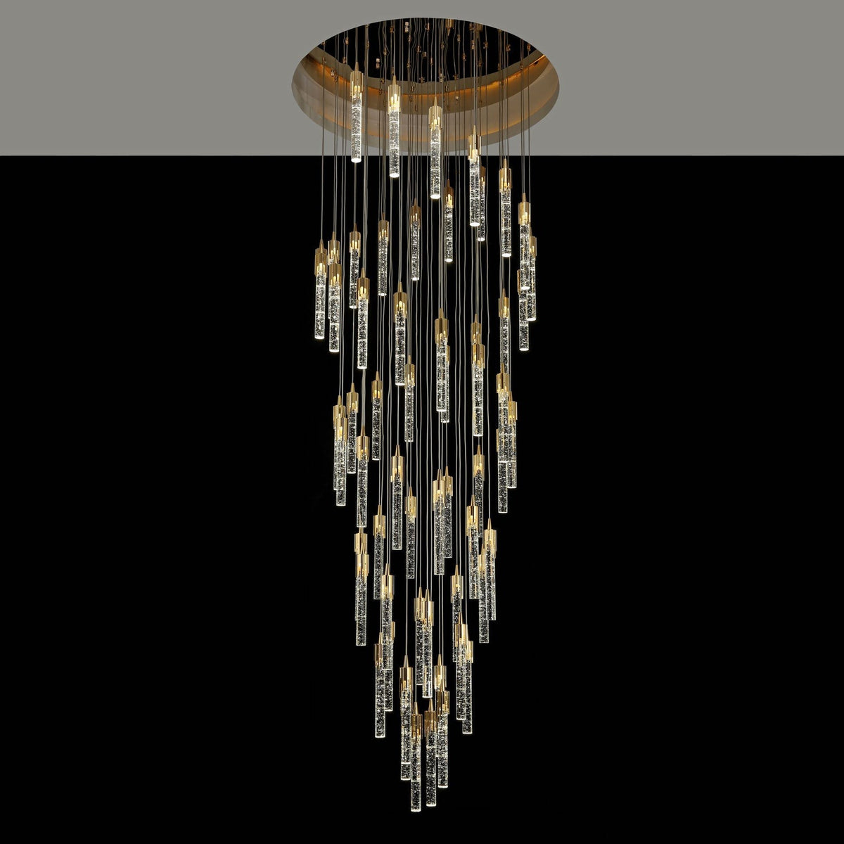 Spiral Cylinder Crystal Droplet Staircase Chandelier