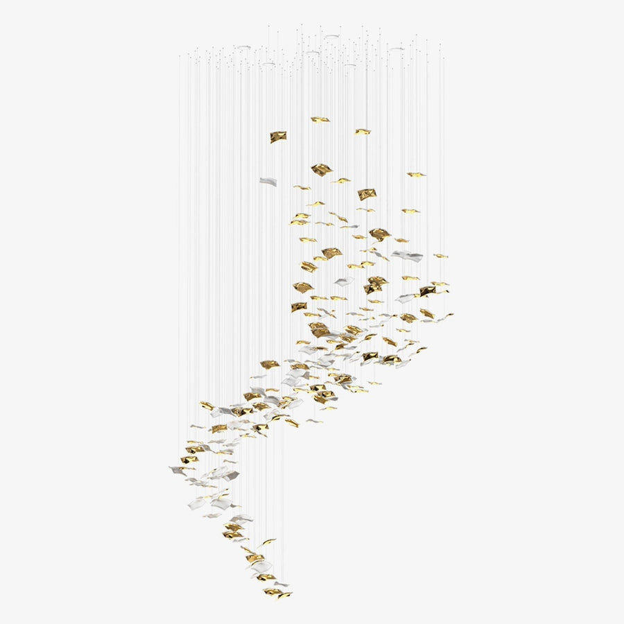Spiral Opal Glass Fabric Square Chandelier