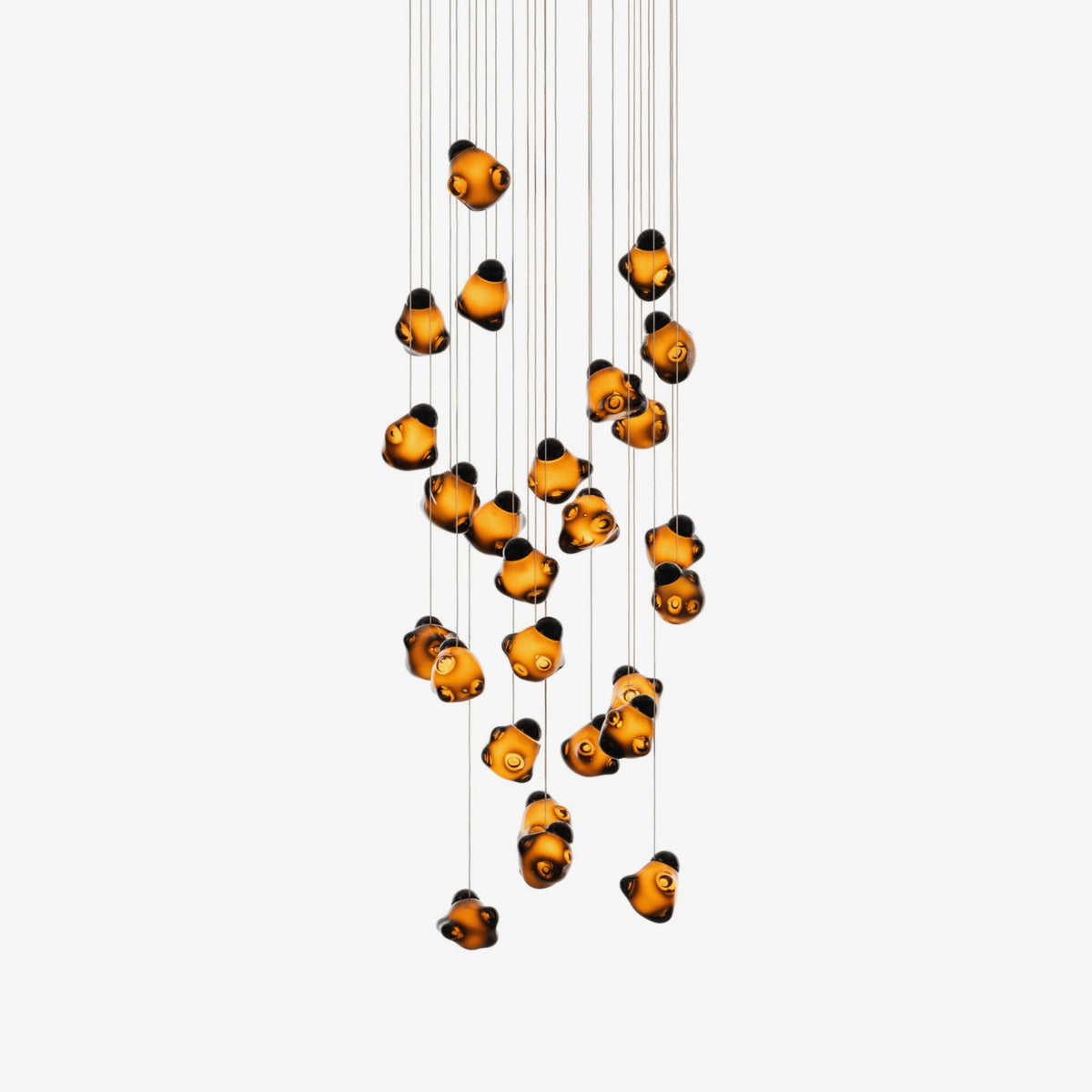 Spiral Rippled Blown Glass Cluster Chandelier