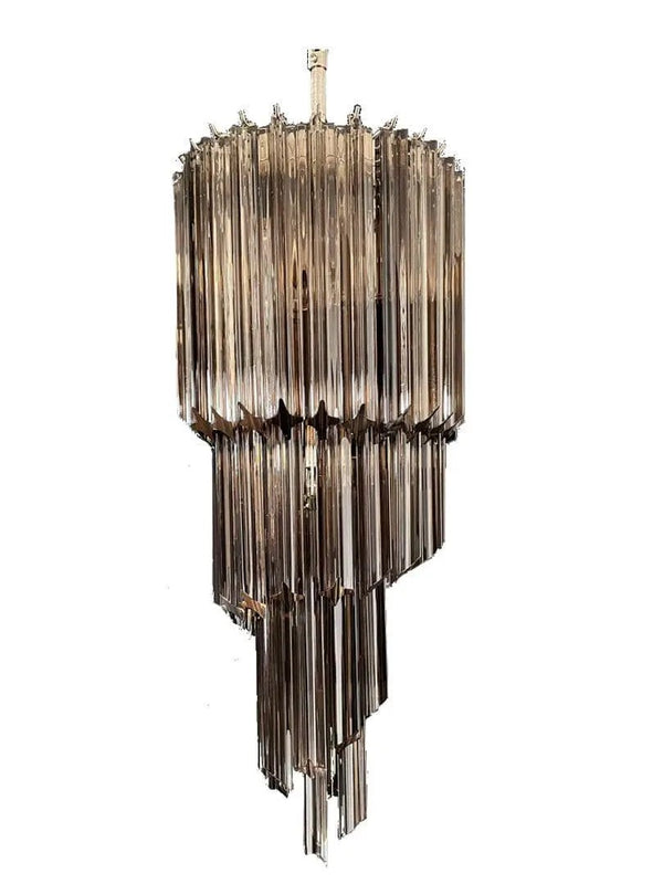 Spiral Smoked Glass Prism Chandelier