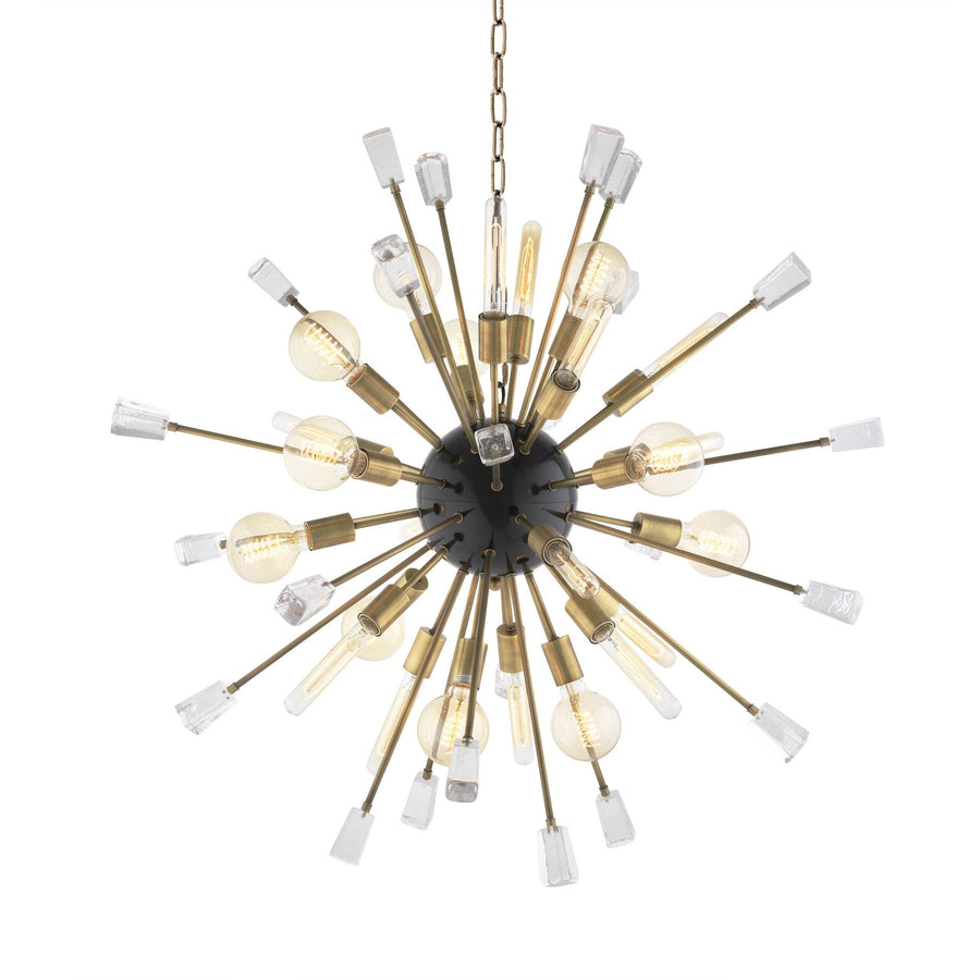 Sputnik Burst Black and Brass Glass Chandelier