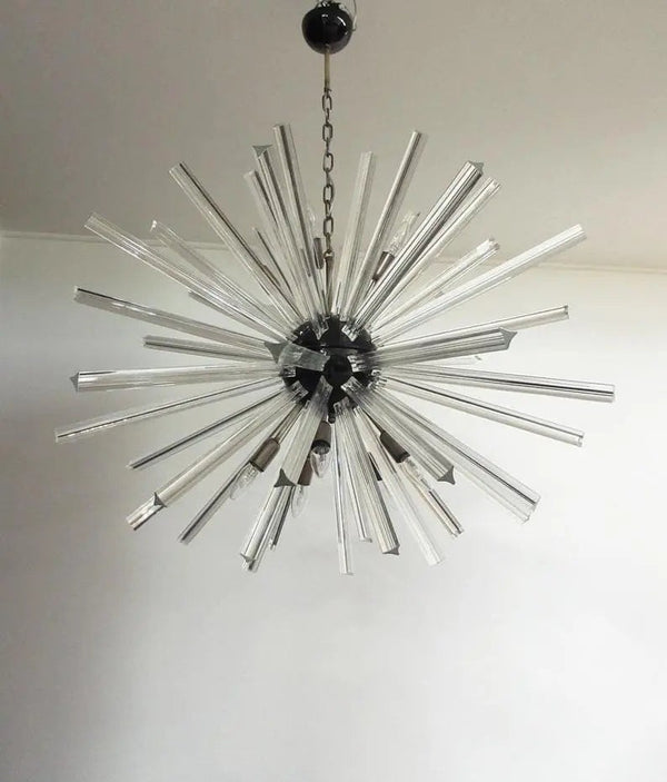 Sputnik Glass Prism Burst Chandelier in Brass