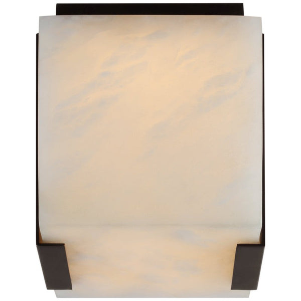 Square Alabaster and Brass Wall Sconce