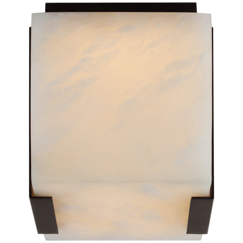 Square Alabaster and Brass Wall Sconce