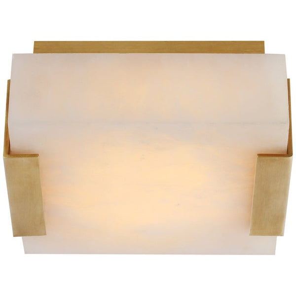 Square Alabaster Panel Metal Frame Wall Sconce