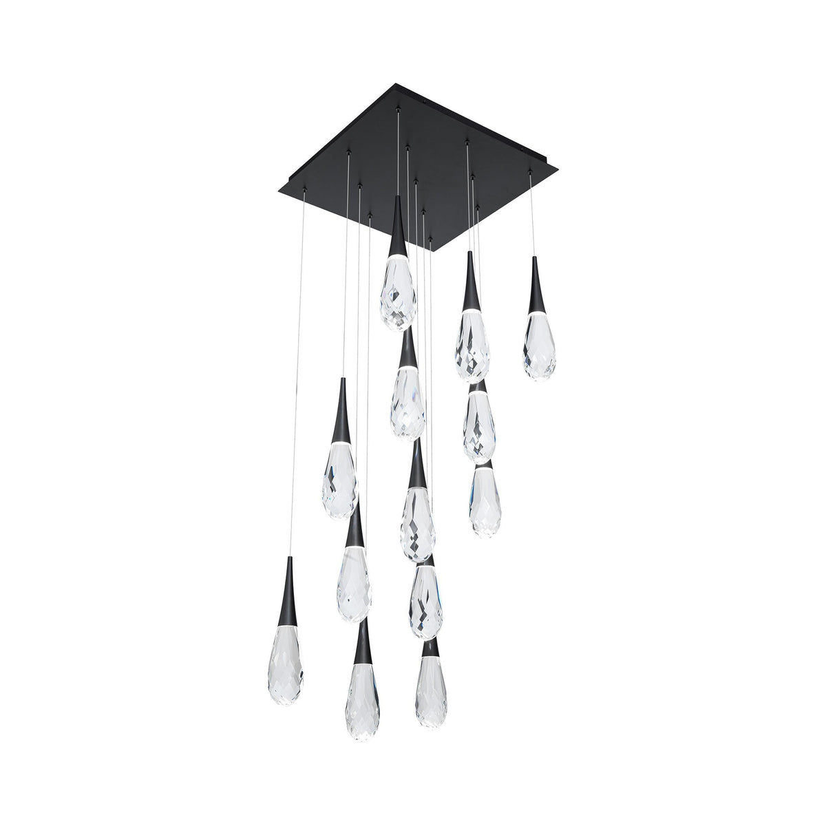 Square Canopy Faceted Crystal Teardrop Cluster Pendant