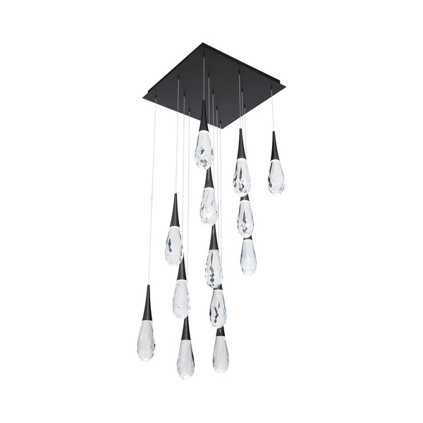 Square Canopy Faceted Crystal Teardrop Cluster Pendant