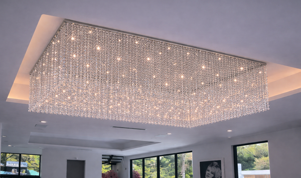 Square Frame Crystal Flush Mount Chandelier