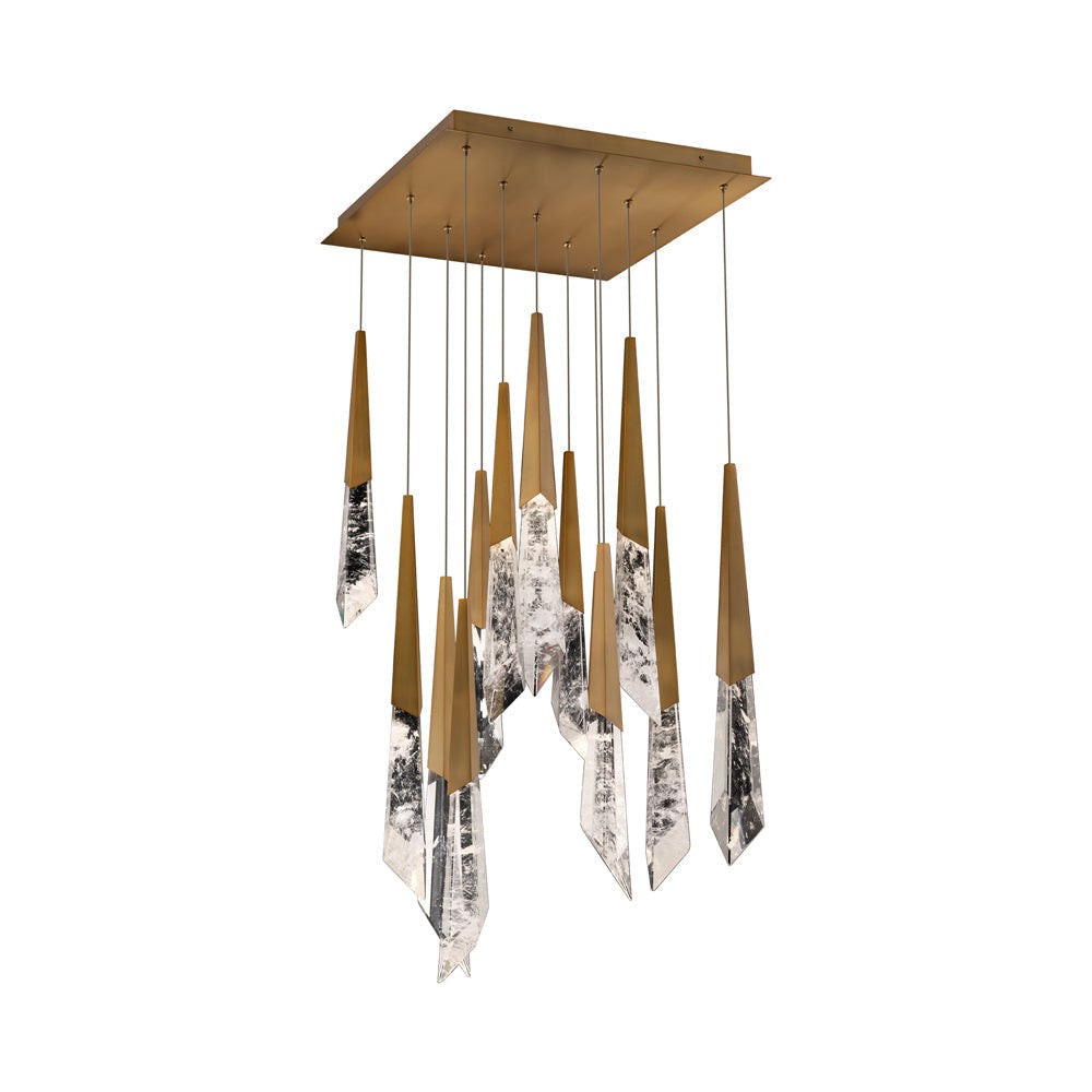 Square Grid Crystal Prism Cluster Pendant