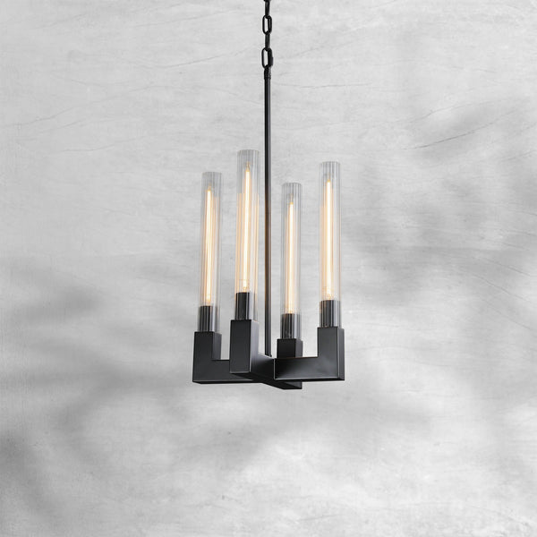 Square Prismatic Glass and Solid Brass Pendant