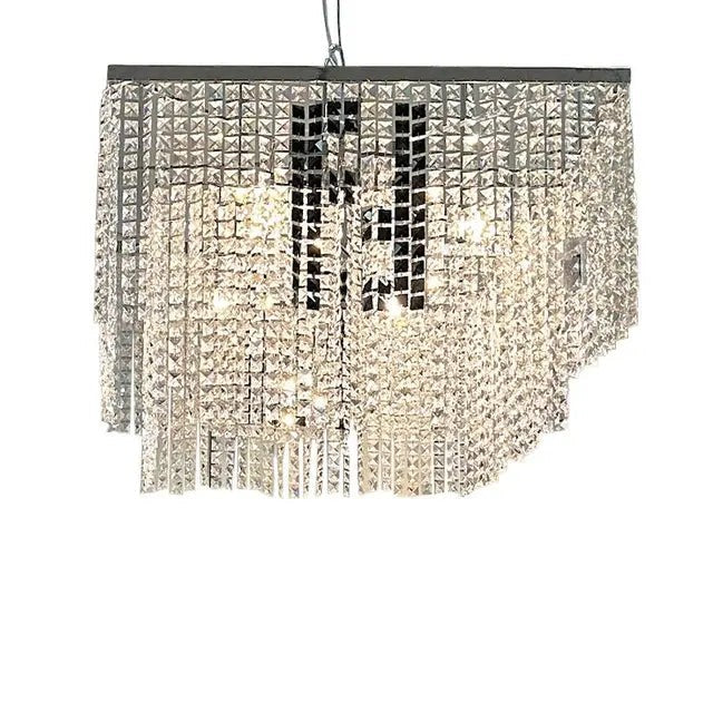 Square Tiered Clear and Black Crystal Chandelier