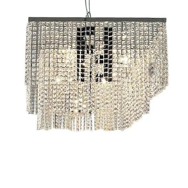 Square Tiered Clear and Black Crystal Chandelier