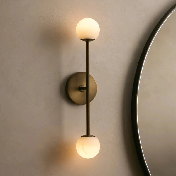 Stacked Alabaster Globe Metal Wall Sconce
