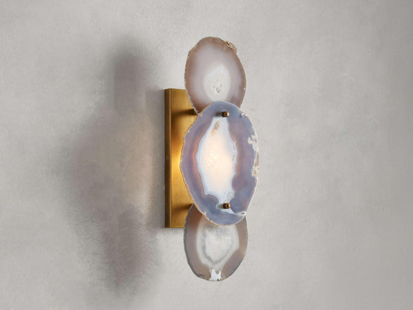 Stacked Banded Agate Slice Steel Wall Sconce