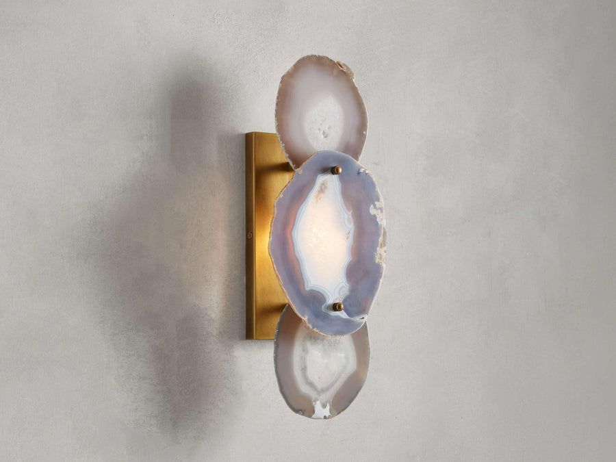 Stacked Banded Agate Slice Steel Wall Sconce