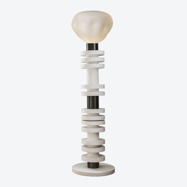 Stacked Brass and Bronze Column Floor Lamp