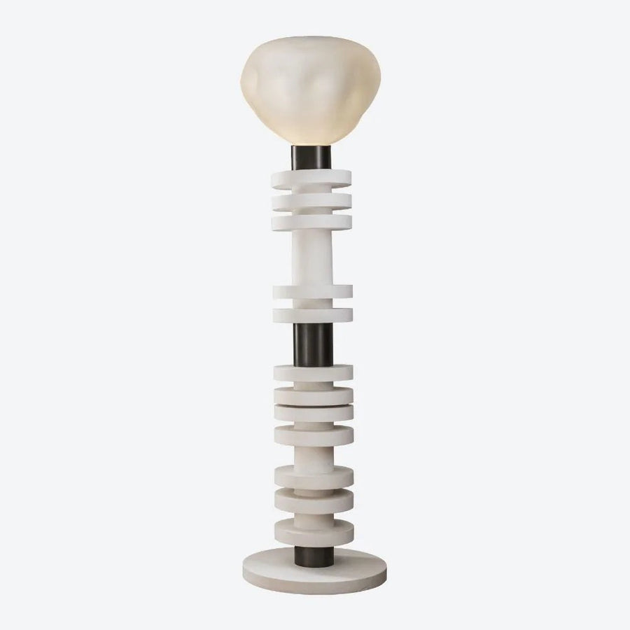Stacked Brass and Bronze Column Floor Lamp