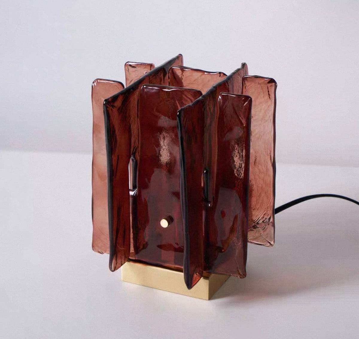 Stacked Burgundy Glass Fin Table Lamp