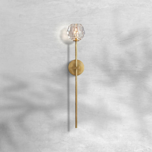 Stacked Faceted Crystal Sphere Brass Wall Sconce