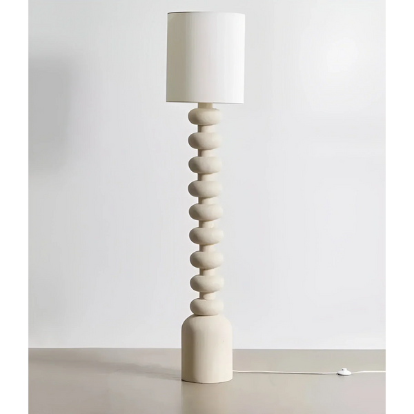 Stacked Matte White Resin Column Floor Lamp