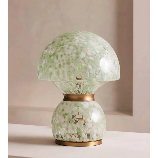 Stacked Mottled Green Glass Globe Table Lamp