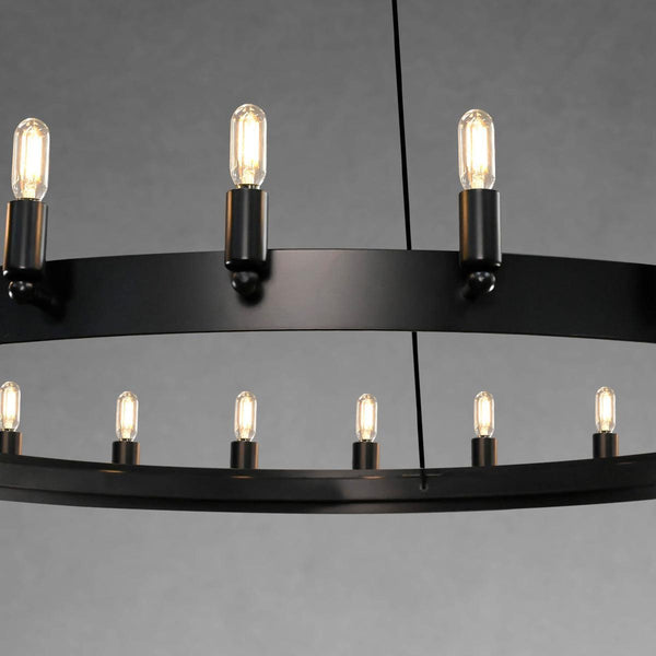 Stacked Ring Filament Bulb Angle Iron Chandelier