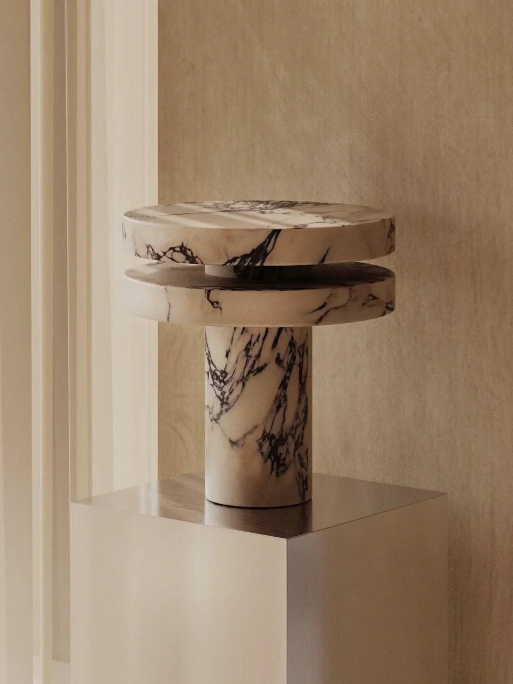 Stacked Round Marble Slab Table Lamp