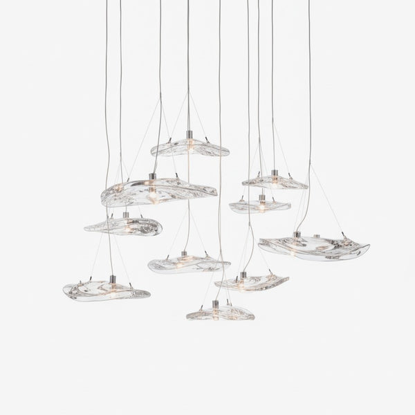 Staggered Textured Clear Glass Bubble Cluster Chandelier