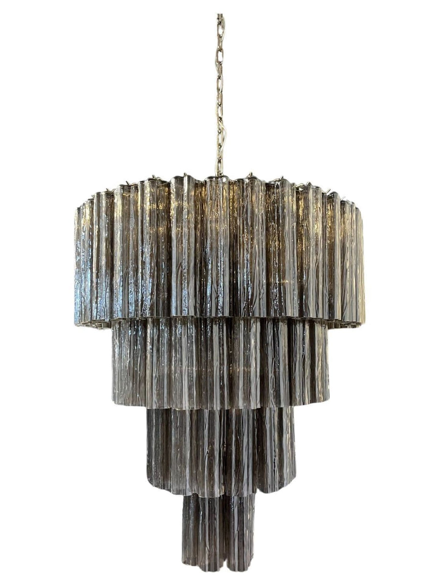 Star Burst Four Tier Smoked Glass Tube Chandelier