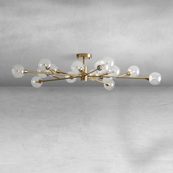 Starburst Iron and Glass Globe Cluster Flush Mount