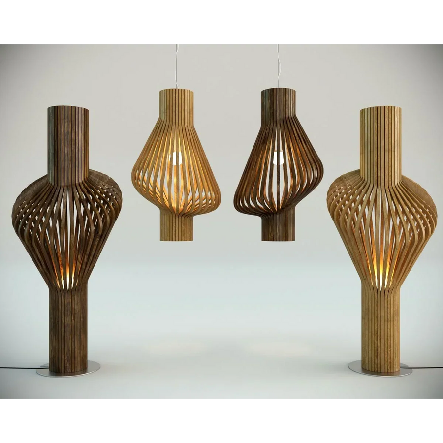 Steam-Bent Ash Slat Globe Floor Lamp