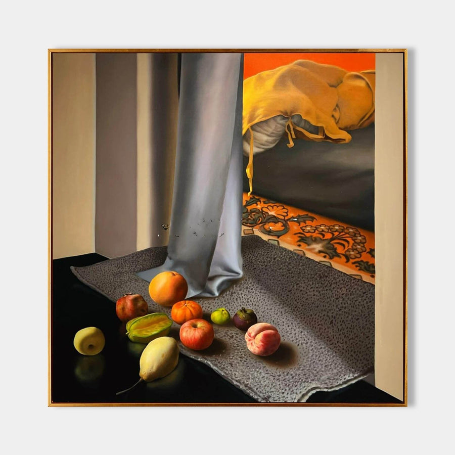 Still Life of Fruit and Silk Drapery