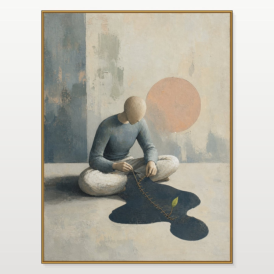 Stitching the Shadow, Quiet Surrealist Figure