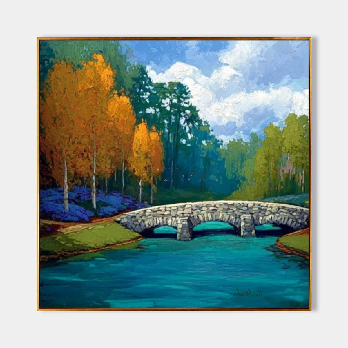 Stone Bridge Over Turquoise Stream