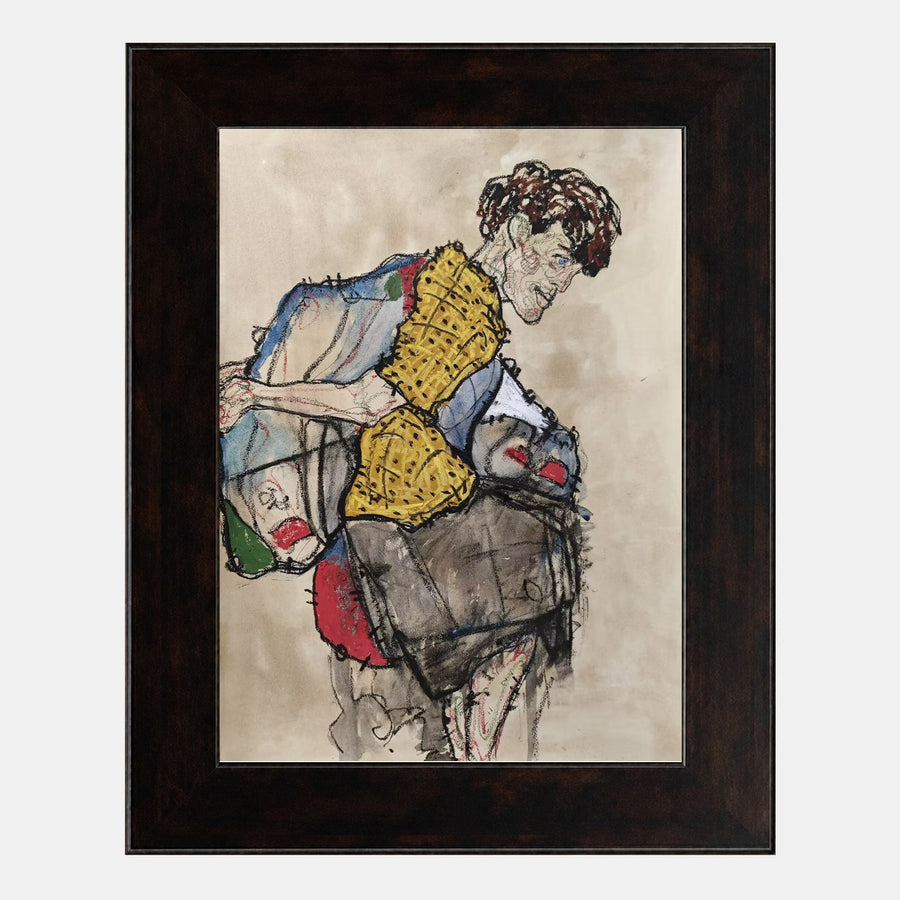 Stooping Figure in Mustard and Slate